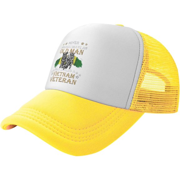 Vintage Baseball Cap for Men Women Never Underestimate Old Man is Vietnam Veteran Army Trucker Hat Adjustable Black