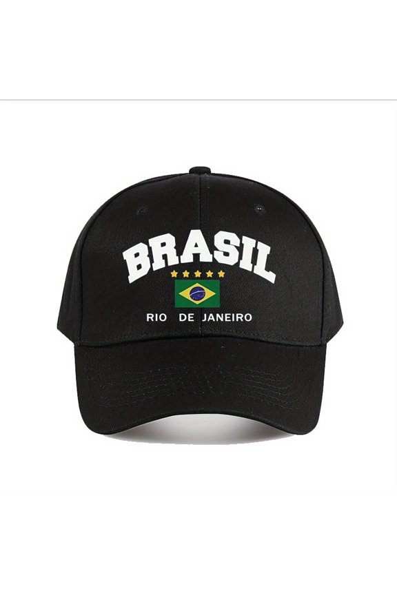 Vintage Baseball Cap for Men and Women, Brazil Rio de Janeiro Design, Washed Street Style Graffiti Fashion Sun Hat, Polyester 100., Sporty Style