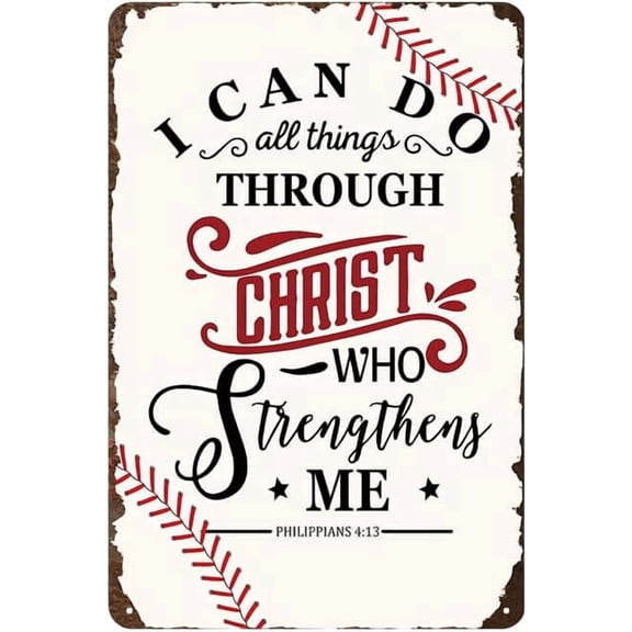 Vintage Baseball Decor Sign - Metal Tin Signs for Boys Room, Bedroom, Sports Room and Baseball Wall Decor Art Accessories, Baseball Gifts for Boys, 8 x 12 inch