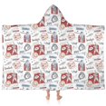 thumbnail image 1 of Vintage Baseball Elements Pattern Hooded Bath Towel，60"x35" for Ages 3 To 12 Kids, Quick Dry Lightweight Soft Microfiber Hood Beach Towel Cover Up for Kids, 1 of 7