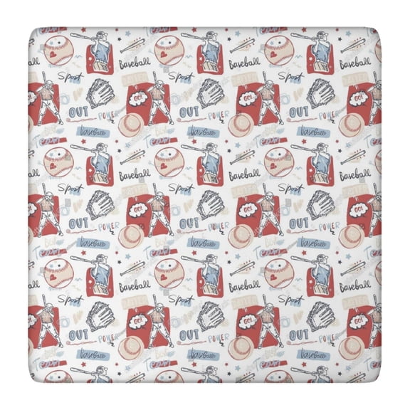 Vintage Baseball Elements Pattern Square Fitted Tablecloth with Elastic Edge,Square Table Cover,Washable Elastic Table Cover for Home Kitchen Party Decor 36"x36"