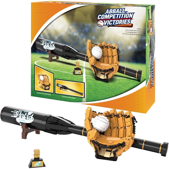 Vintage Baseball Equipment Building Set - 968pcs Sports Heritage Collection with Display Diorama, Adult Fan Memorabilia, Compatible with Major Brick Brands, Man Cave Decor