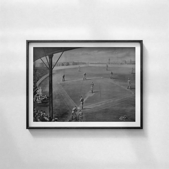 Vintage Baseball Field Drawing Poster Retro Print Art Black & White Room Decor Poster Art Decoration