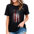 thumbnail image 1 of Vintage Baseball Flag Tshirt for Women American Flag Casual Short-sleeved Tops Black 2X-Large, 1 of 4