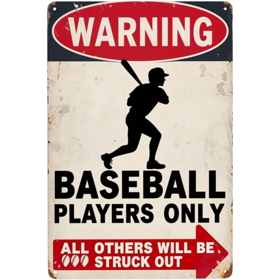 Vintage Baseball Funny Metal Tin Street Name Wall Bar Welcome No Trespassing Door Sign Outside Indoor Man Cave Garage Bedroom Wall Art Decor 8 x 12 Inch