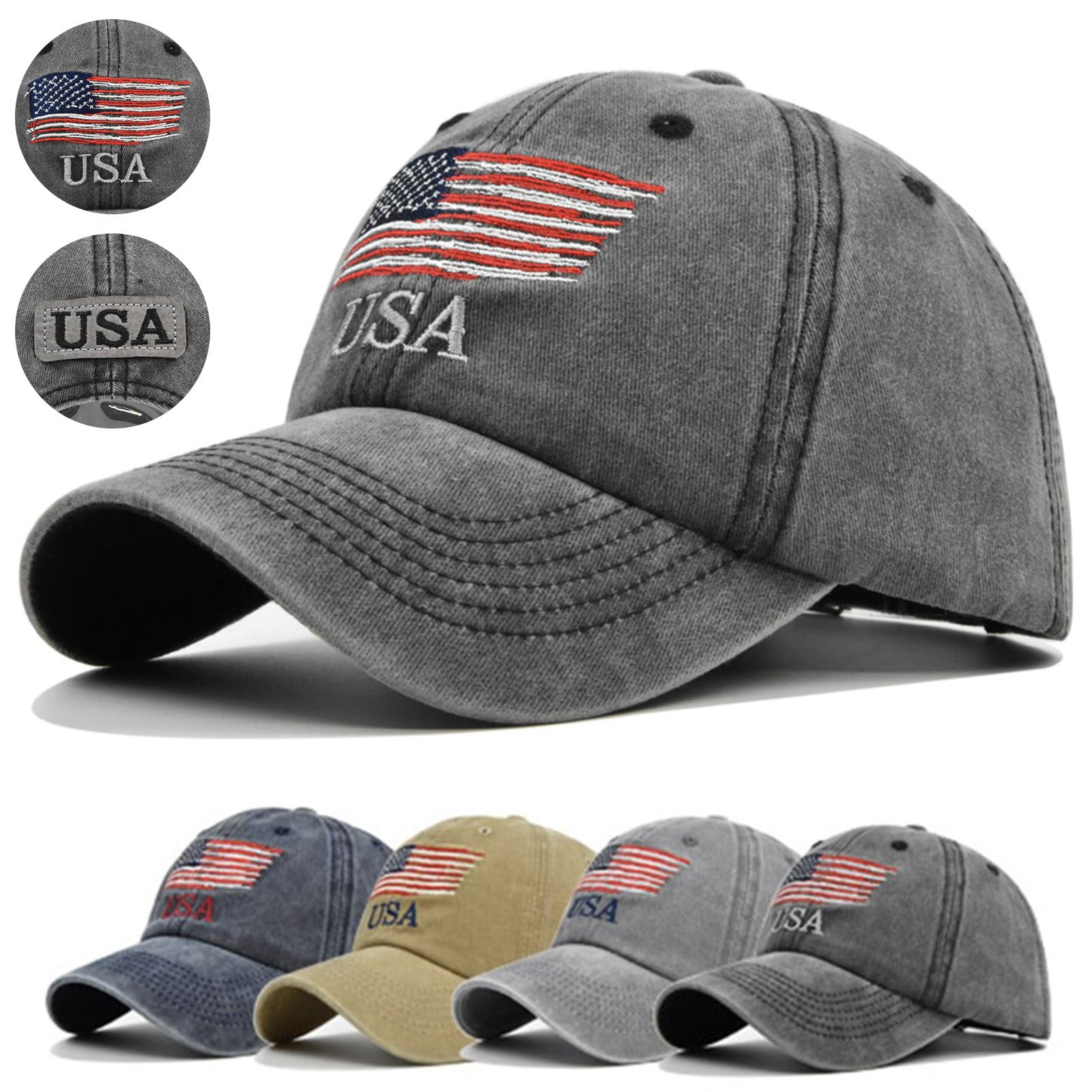 Vintage Baseball Hats for Men American Flag Patch Breathable Mesh Classic  Baseball Caps Adjust Cotton Running Ball Hats