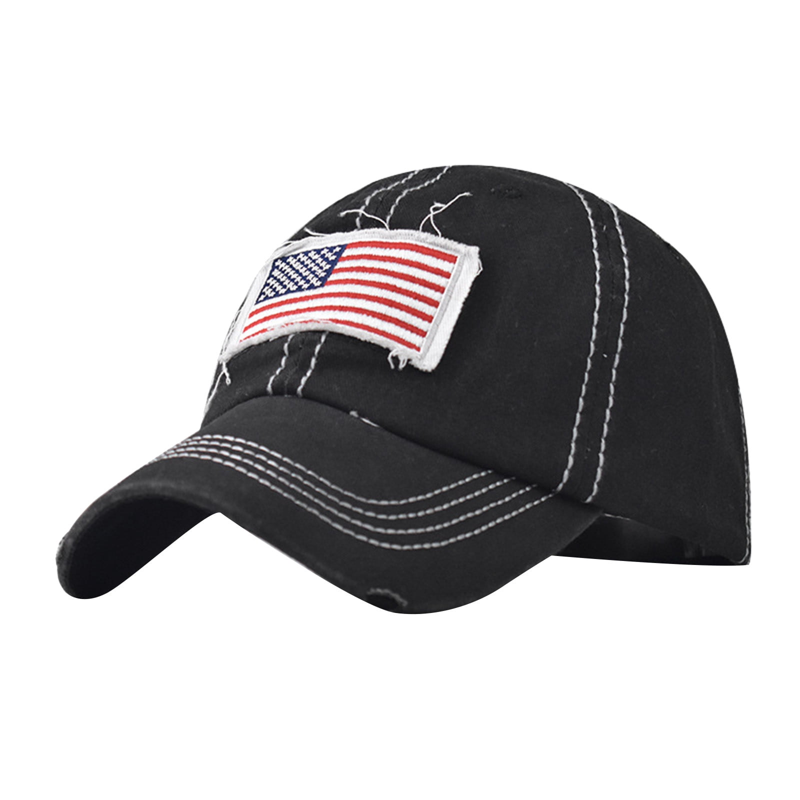 Black Retro American Flag Hat, Men's Vintage Hats for Men Patch Breathable Mesh Classic Baseball Caps Cotton Running Hat,Temu