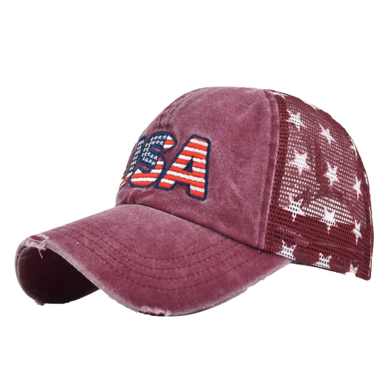 Vintage Baseball Hats for Men American Flag Patch Breathable Mesh