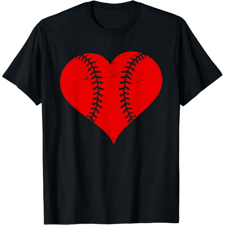 Baseball Heart Vintage Valentine's Day Shirt For Kids Boys