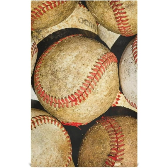 Vintage Baseball Leather Balls Dish Towels 4 Pack, Washable Tea Towels Dishcloths Lint-Free 18x28 Inch Fast Drying for Kitchen Restaurant Bar Clean