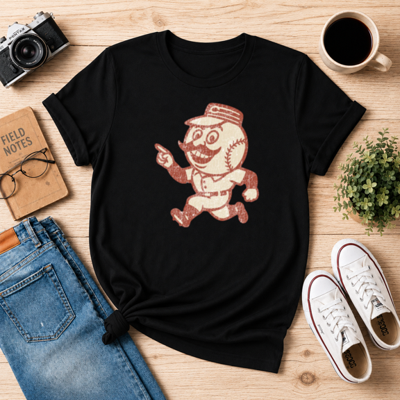 Vintage Baseball Mascot Running Unisex T-Shirt Retro Sports Fan Gift N2703, S-5XL