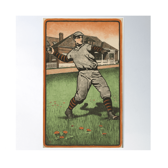 Vintage Baseball Outfielder Illustration (1903) Poster Wall Art Modern Wall Decor For Living Room Bedroom