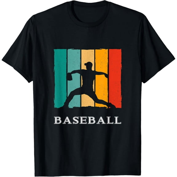 Vintage Baseball Pitcher Silhouette Unisex Sports Fan Graphic T-Shirt