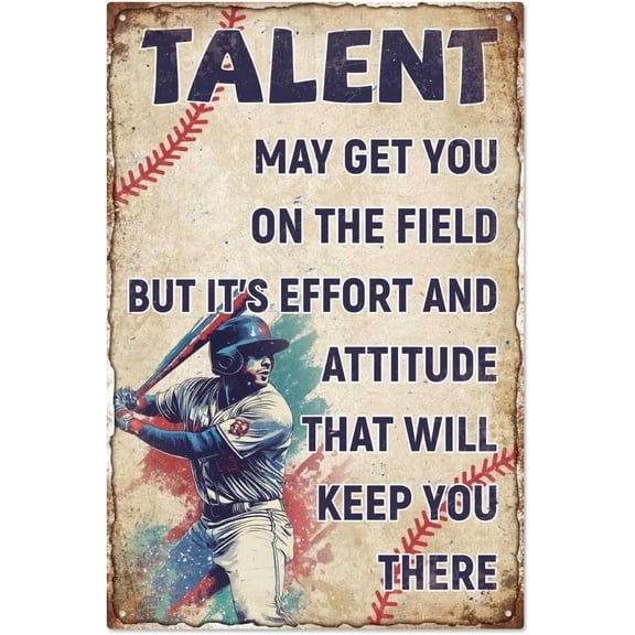 Vintage Baseball Player Metal Tin Sign 7.8x11.8 Inch Funny Retro Bassball Club Tin Sign Baseball Motivational Quote Wall Art Poster Plaque Decor for Garage Baseball Gifts Decor diy