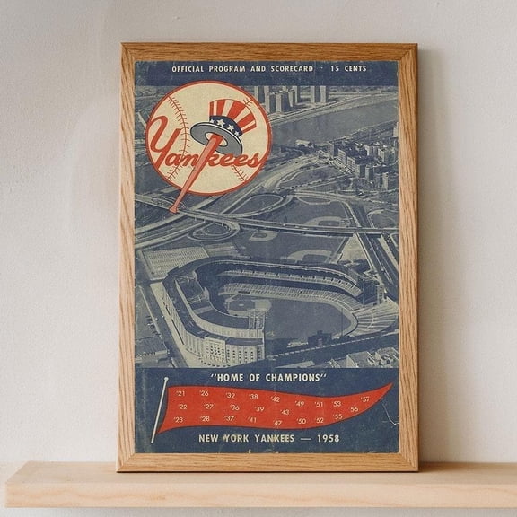 Vintage Baseball Poster 1958, Retro Stadium Art Print, Classic Sports Wall Decor, Old Program Cover Li-T11-202 UNFRAMED Poster, Wall Art for Decor, Present, 8x12