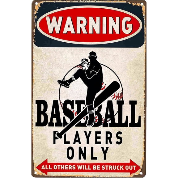 Vintage Baseball Signs Baseball Decor Baseball Gifts Baseball Players Only Tin Signs for Home Bedroom Room Wall Decor(8 X 12) Inch