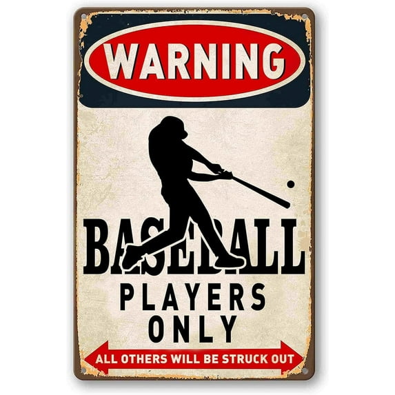 Vintage Baseball Wall Decor Sign - Metal Art for Boys Room Decor, Gift for Baseball Lovers - Perfect for Sports Themed Bedroom Decor, 8 x 12 Inch