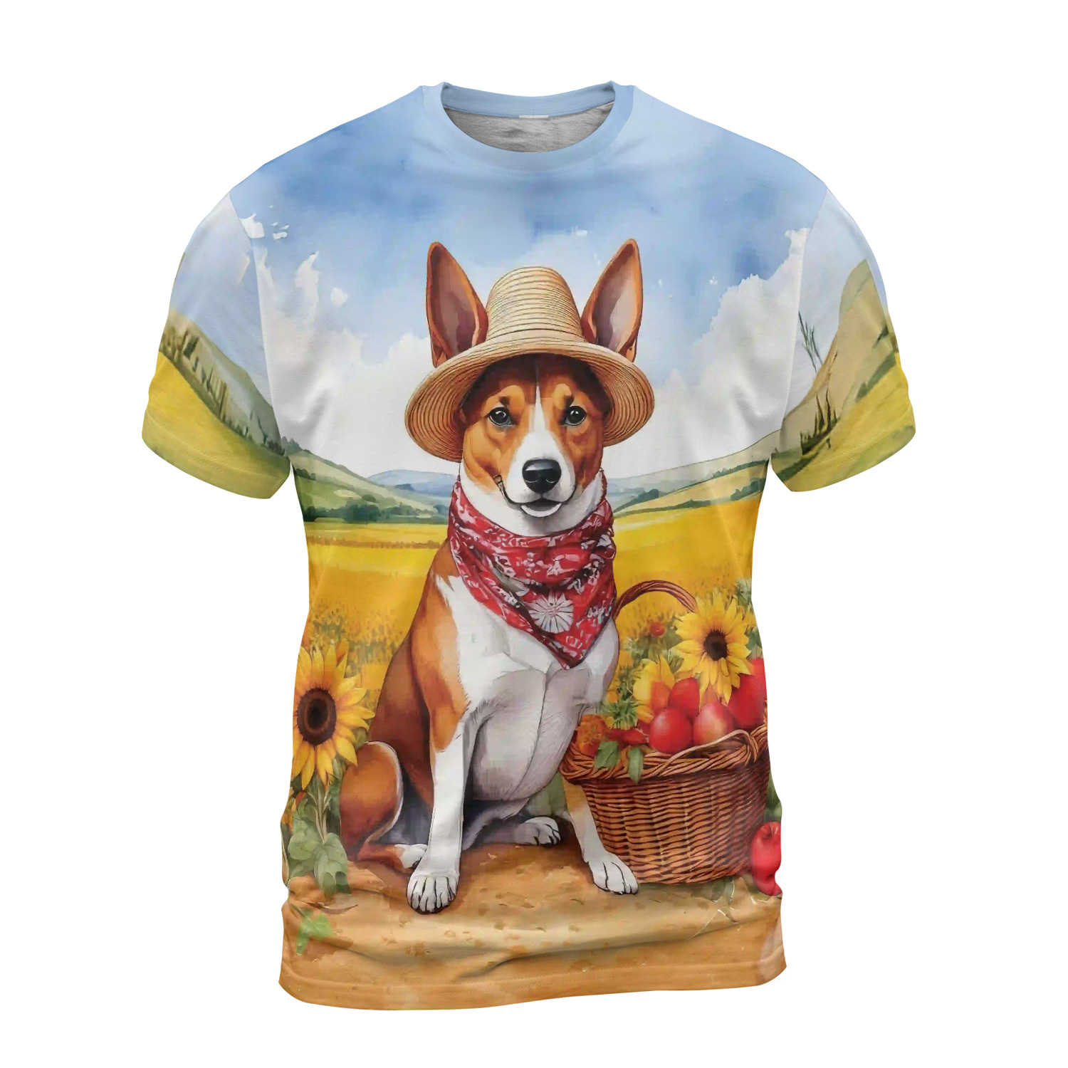 Vintage Basenji Says Hello Mother's Day Summer Sunflower Field All Over ...