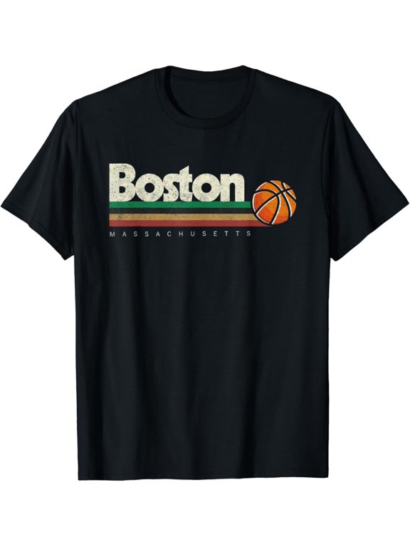Vintage Basketball Boston City B-Ball Retro Stripes T-Shirt