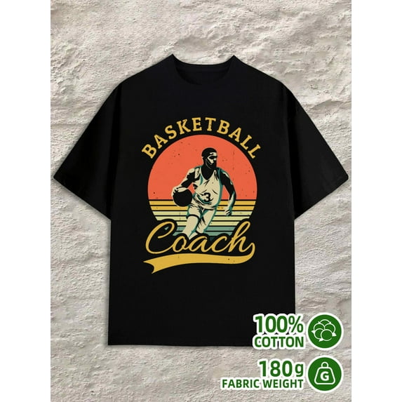 Vintage Basketball Coach men 180G 100% Cotton black Fashion Unisex Shirt Crewneck tshirts Vintage Unisex Shirt Graphic Tee tshirts Basic Unisex Shirt Graphic tshirts