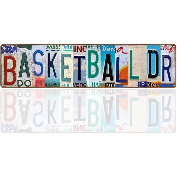 Vintage Basketball Dr License Plate Sign Aluminum 4x16 Inch Boys Room Decor Basketball Gifts Sports Wall Art Decor