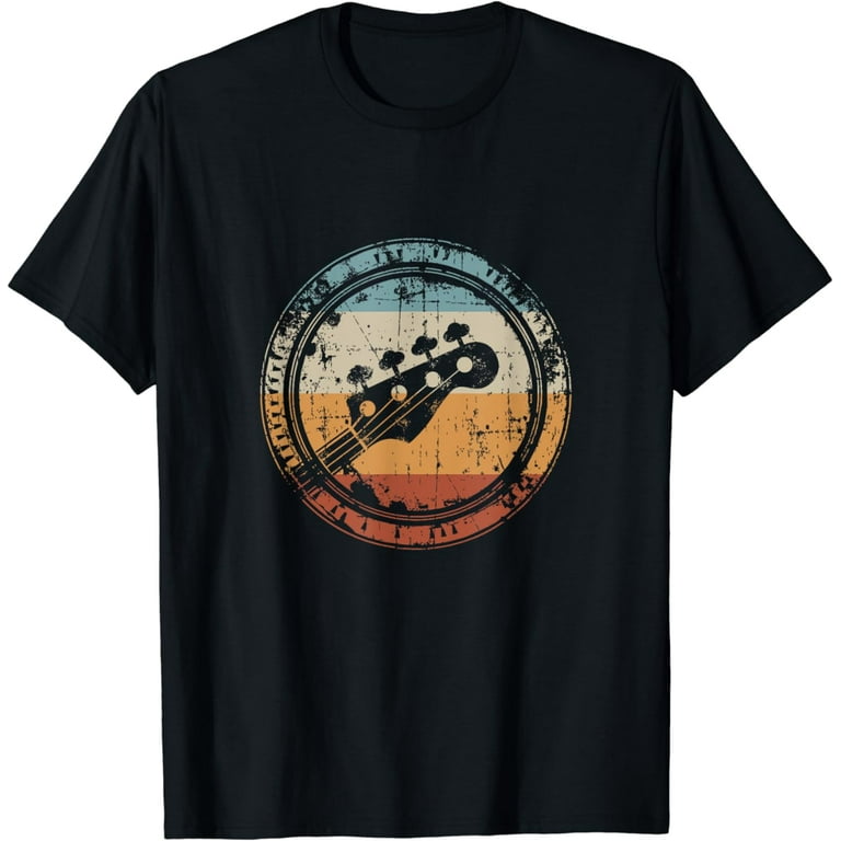 Bass Player Retro Distressed Tshirt - Bass Guitar Tee Shirts Bass Player Retro Distressed Tshirt - Bass Guitar Tee Shirts