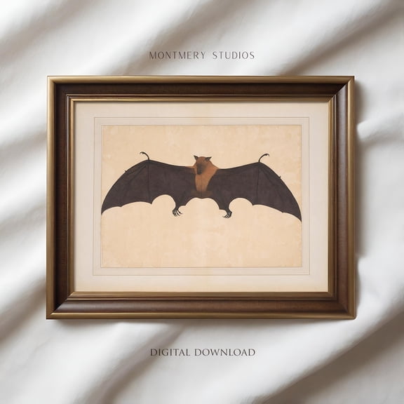 Vintage Bat Illustration, , Vintage Bat Print Poster, Gothic Bat Artwork, Antique Bat Poster, Fruit Bat Art, AN123, Unframed Poster Size 8x12 F03.1.19l321