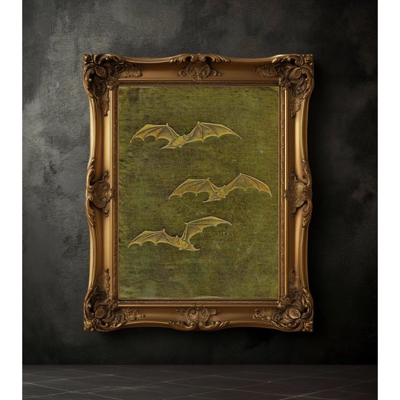 Vintage Bat Wall Art Gothic Animal Illustration