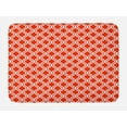 thumbnail image 1 of Vintage Bath Mat, Abstract Pattern with Warm Toned Monochrome Lattice in Nostalgic Design, Plush Bathroom Decor Mat with Non Slip Backing, 29.5" X 17.5", Vermilion and White, by Ambesonne, 1 of 2