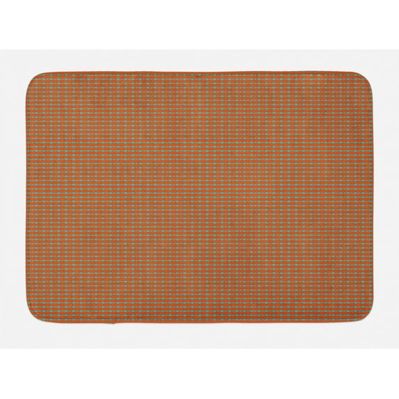 Vintage Bath Mat, Horizontal Ogee Pattern Funky Colors Retro Inspired Geometric Pattern, Plush Bathroom Decor Mat with Non Slip Backing, 29.5" X 17.5", Burnt Orange Turquoise, by Ambesonne