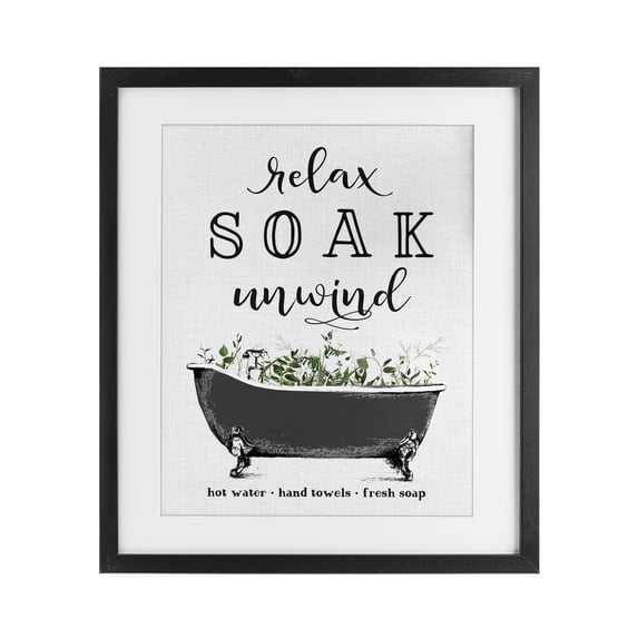 Stupell Industries Shabby Chic Vintage Bathing Reminders Black Framed Print Under Glass, 17 x 21, by Lettered and Lined