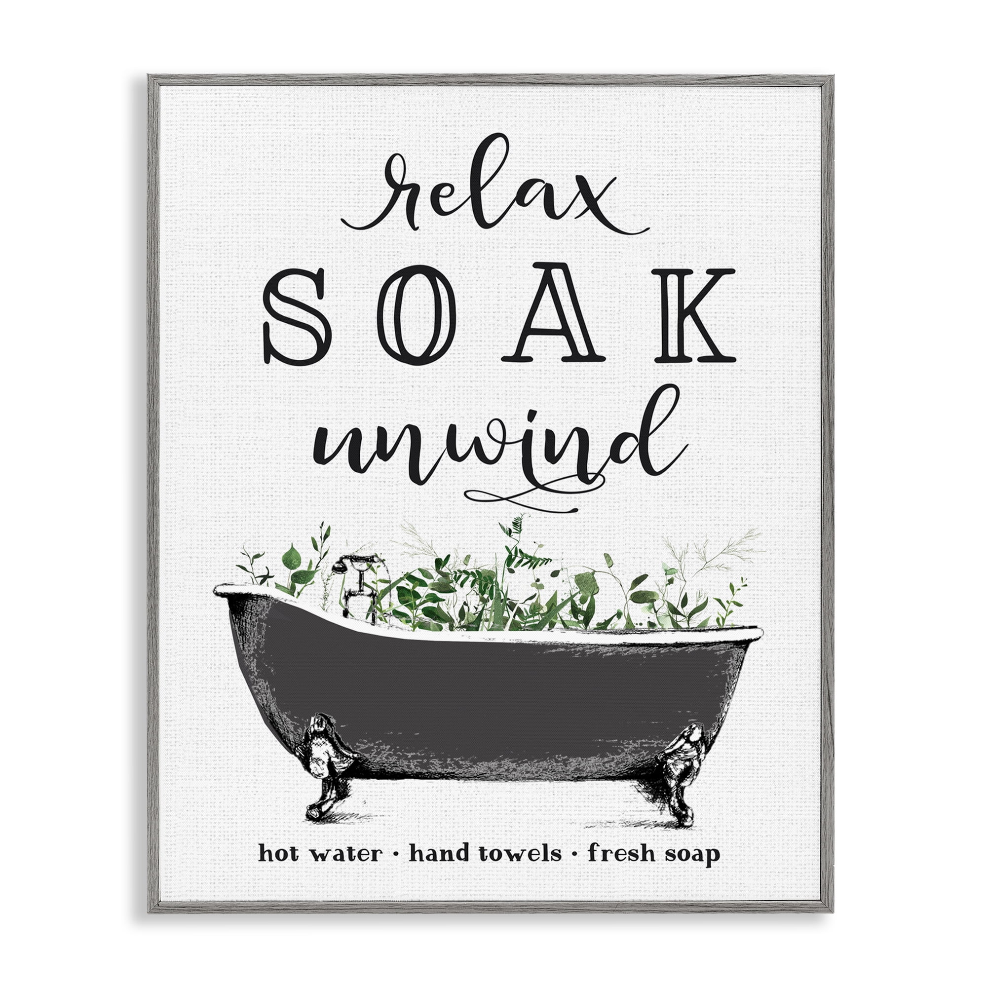 Vintage Bathing Reminders Gray Framed Giclee Art, design by Lettered and Lined
