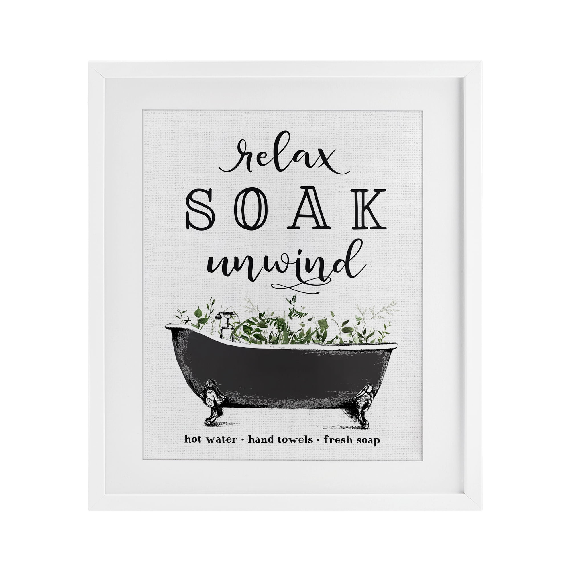 Vintage Bathing Reminders White Framed Print Under Glass, design by Lettered and Lined