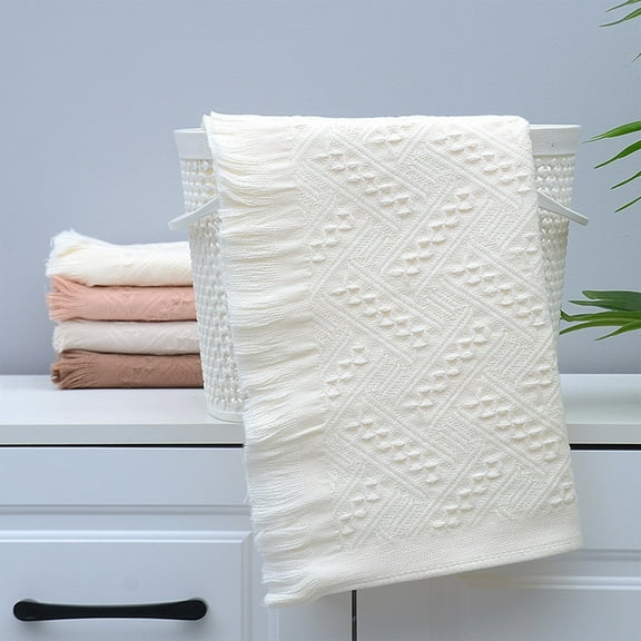 Vintage Bathroom Decor,Hand Towels for Bathroom,Boho Hand Towels Turkish Cotton,Decorative Absorbent Face Head Towel for Bathroom Kitchen Farmhouse Gift(White 30*13*0.2in)from ANMUYUM