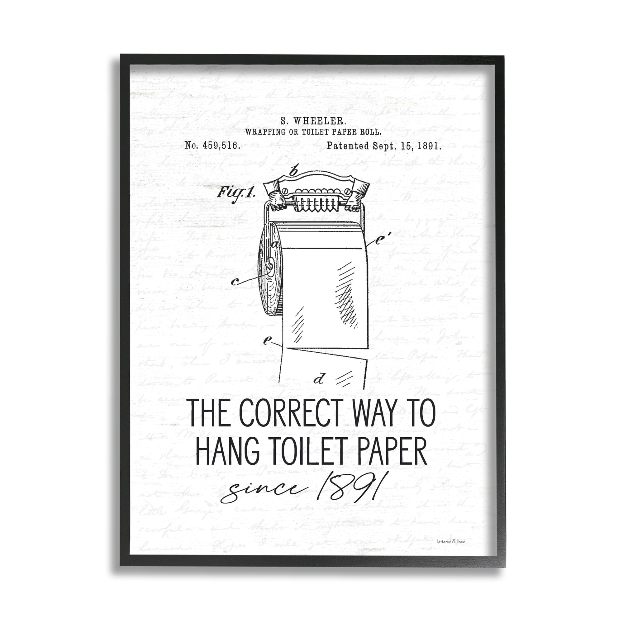 Stupell Industries Vintage Bathroom Diagram Correct Way Hang Toilet Paper, 11 x 14, Design by Lettered and Lined