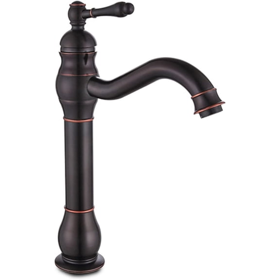 Vintage Bathroom Faucet, 360 Degree Swivel Spout Bathroom Sink Faucet, Brass, Single Handle Basin Mixer Tap for Hot and Cold Water High, Black