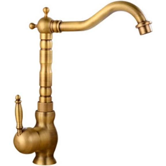 Vintage Bathroom Faucet Antique, 360 Swivel Spout Antique Brass, Cold Hot Mixer Vintage Vanity Tap, Single Handle 1 Hole Bathroom Sink Faucet, B
