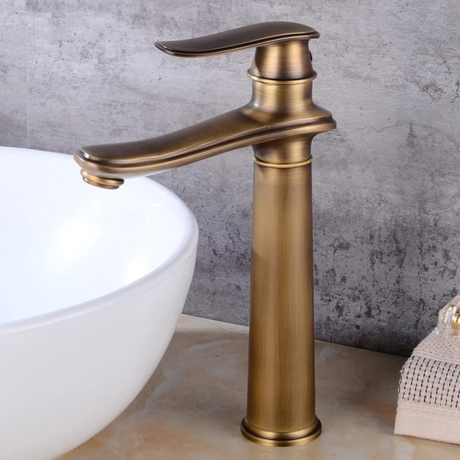 Vintage Bathroom Faucet, Antique Brass Bathroom Vanity Faucet, Sink Faucet Hot and Cold Mix Tap, Single Handle Bathroom Faucet, Antique High