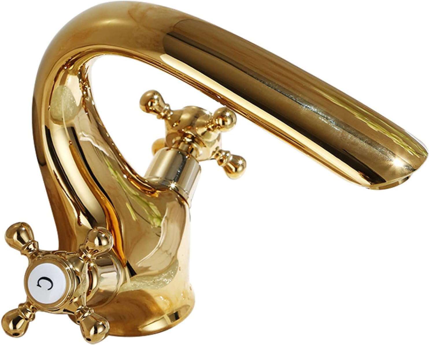 Vintage Bathroom Faucet, Double Cross Handle Mixer Bathroom Sink Tap, Brass Bathroom Faucet, Bathroom Faucet Single Hole, Cold Hot Mixer Vintage Vanity Tap, Gold