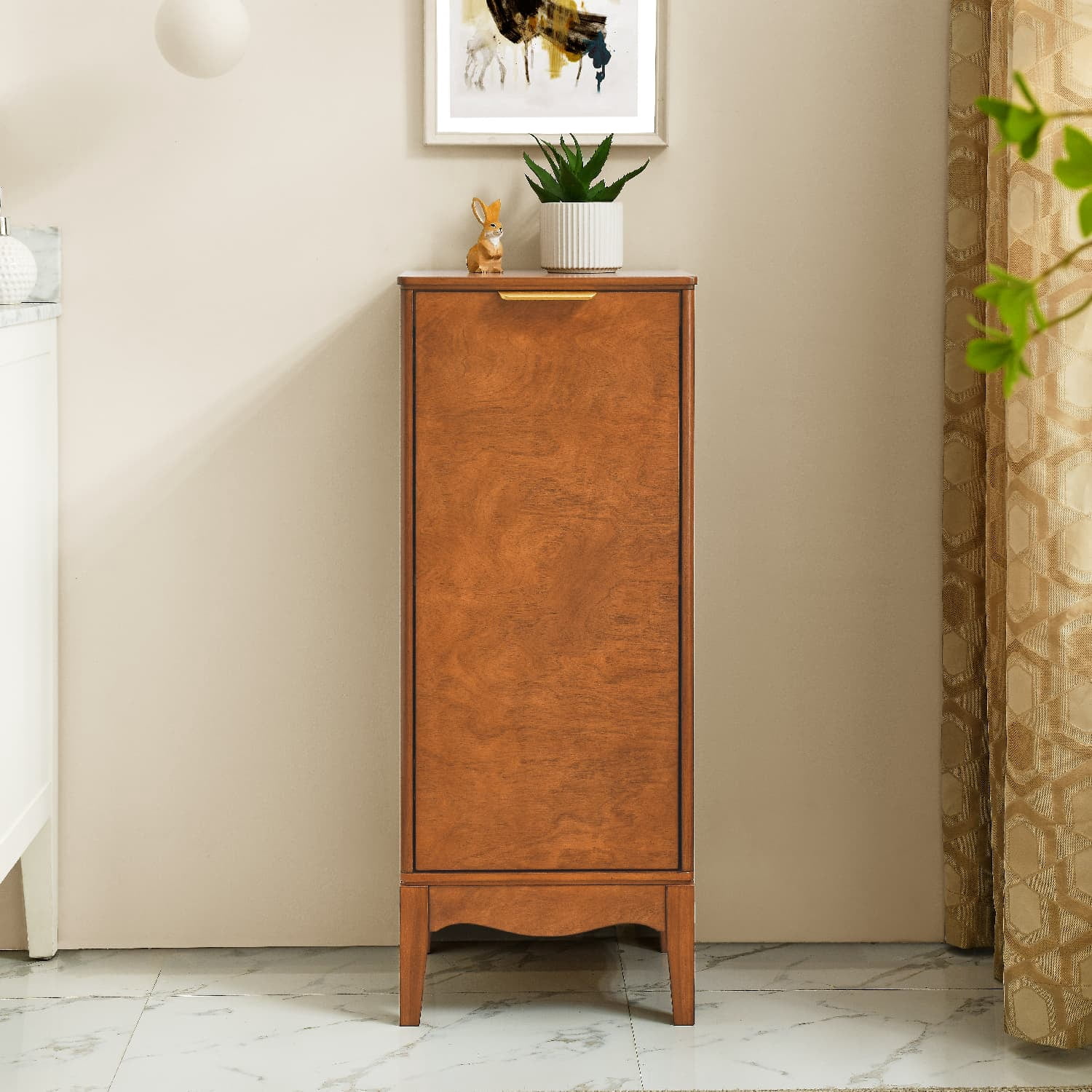 Vintage Bathroom Storage Cabinet 15.7x11.8x31.5 Inch Single Door P2 MDF with Metal Handles for Bathroom Kitchen