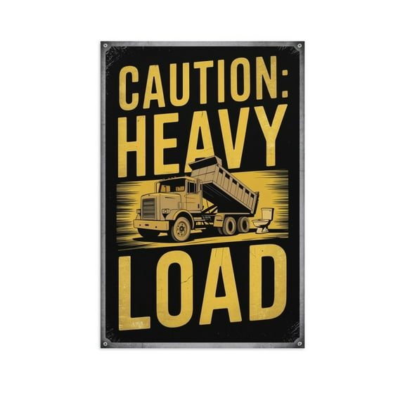 Vintage Bathroom Wall Art Caution Heavy Load Construction Theme Poster Canvas Poster
