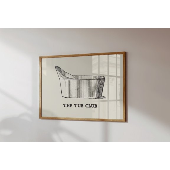 Vintage Bathtub Art Print Funny Bathroom Mid Century Modern Decor Horizontal