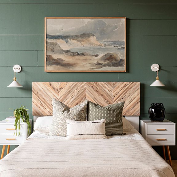 Vintage Beach Abstract Art Ocean Scene Decor, Unframed Canvas 12x16in