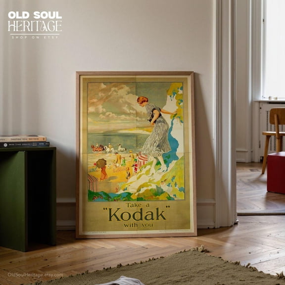 Vintage Beach Advertisement Poster, Unframed Paper Poster 8x10in