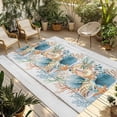 thumbnail image 1 of Vintage Beach Coastal Outdoor Rug 3x5 Ft - Reversible Patio Rug Outdoor Camping Rugs, Nautical Shell Starfish Coral Summer Indoor Outdoor Area Rugs, Non-Slip Outdoor Carpet Runner for Deck/Porch, 1 of 8