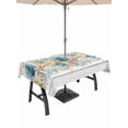 thumbnail image 1 of Vintage Beach Coastal Outdoor Tablecloth - 52x70 Inch Rectangle Dining Table Cover, Nautical Shell Starfish Coral Summer Waterproof Outdoor Table Cloth with Umbrella Hole & Zipper for Picnic/Patio, 1 of 7