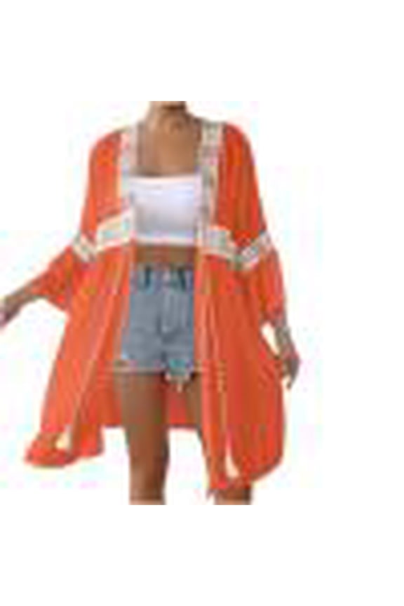 Vintage Beach Cover Ups for Women 2025 Kimonos Robe Cardigans Long Beach Dress Swimsuit Cover Up with Belt
