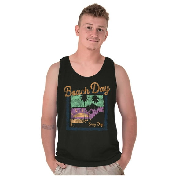 Vintage Beach Day Every Day Palm Tree Plus Size Graphic Tank Top Brisco Brands 3X