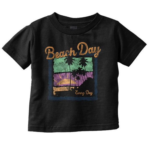 Vintage Beach Day Every Day Palm Tree Toddler Boy Girl T Shirt Infant Toddler Brisco Brands 2T