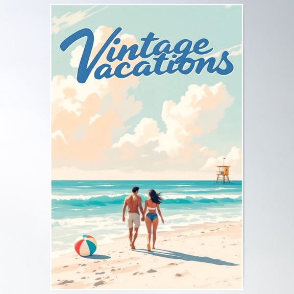 Vintage Beach Holiday Postcards 11 Poster Wall Art, Modern Wall Decor For Living Room Bedroom, 8x12 UNFRAMED